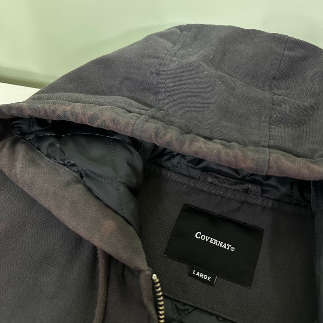 L-XL 커버낫 오버핏 빈티지워시드 투웨이 진그레이 후디 액티브점퍼 상품이미지4