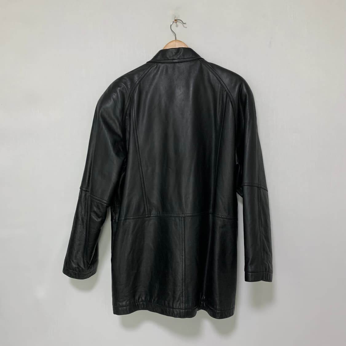 빈티지 블랙 루즈핏 양가죽 리얼레더 자켓 남성 L 남녀공용 하프코트 상품이미지6