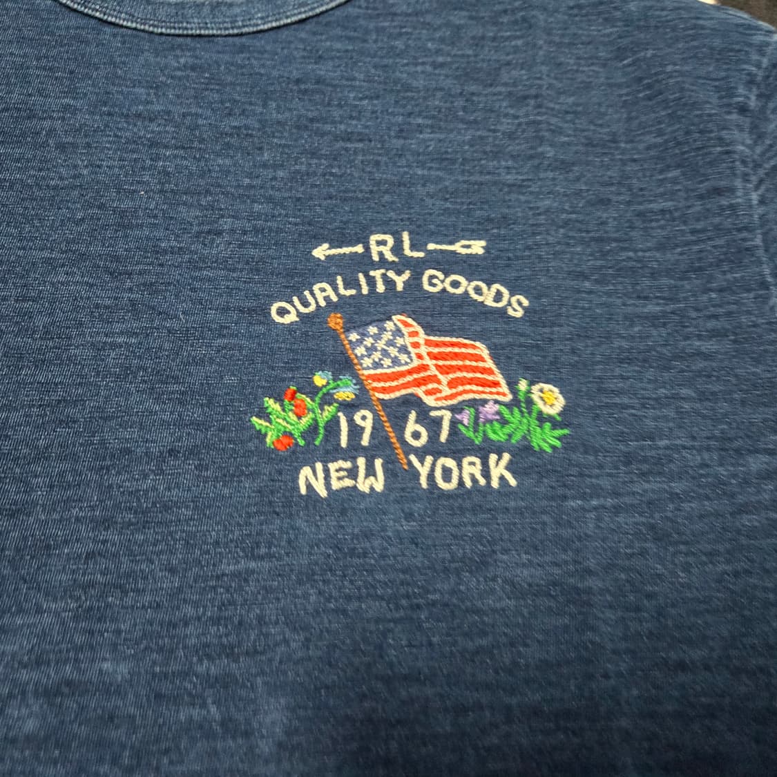 M 폴로랄프로렌 인디고 워싱 엠브로이드 반팔티셔츠 네이비 상품이미지2