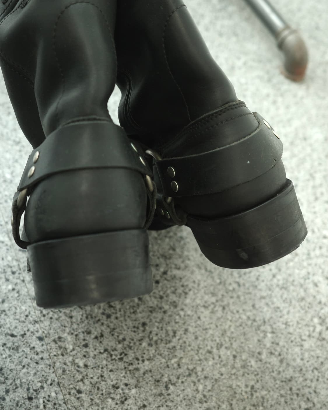 빈티지 매트블랙 하네스 모터사이클 레더 부츠 상품이미지5