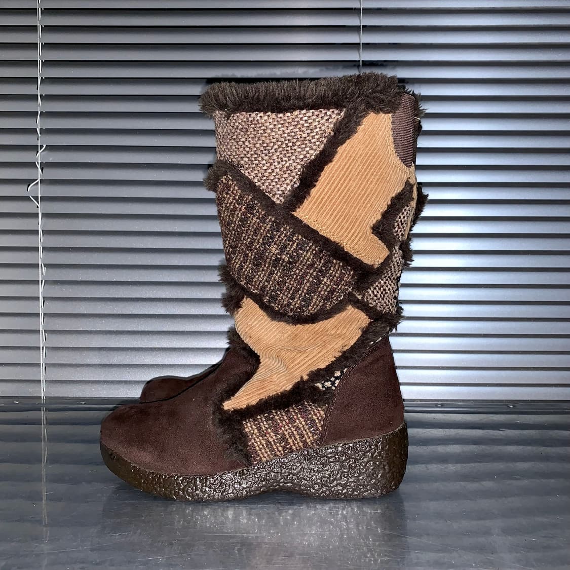 00s 패치 트위드 웨지 부츠 상품이미지3