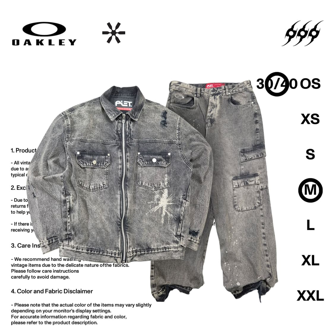 오클리 X 피에트 데님  M사이즈 30/40 사이즈 셋업 상품이미지1