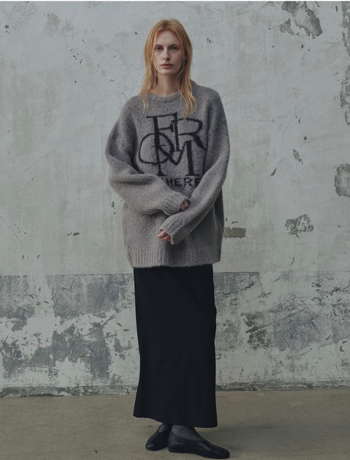 새상품 프롬웨얼 심볼 알파카 니트 그레이 정가 189000 상품이미지4