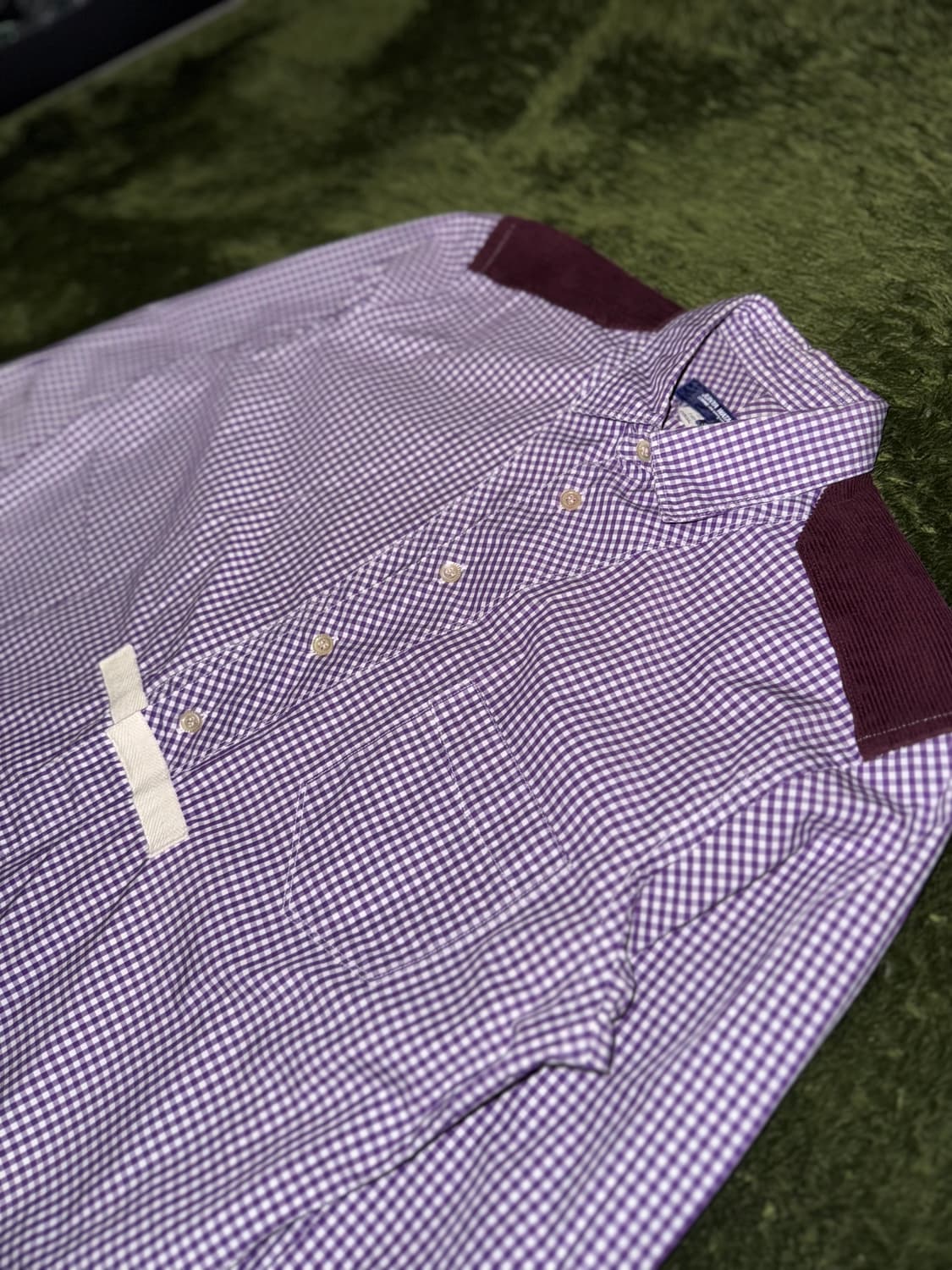 [S] 준야 와타나베 11AW 퍼플 깅엄 체크 코듀로이 패치 셔츠 상품이미지2