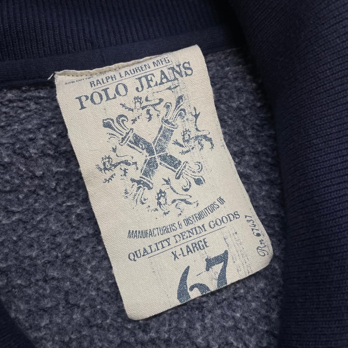 폴로 진스 컴퍼니 와펜 코튼 스웻 집업 네이비 상품이미지4