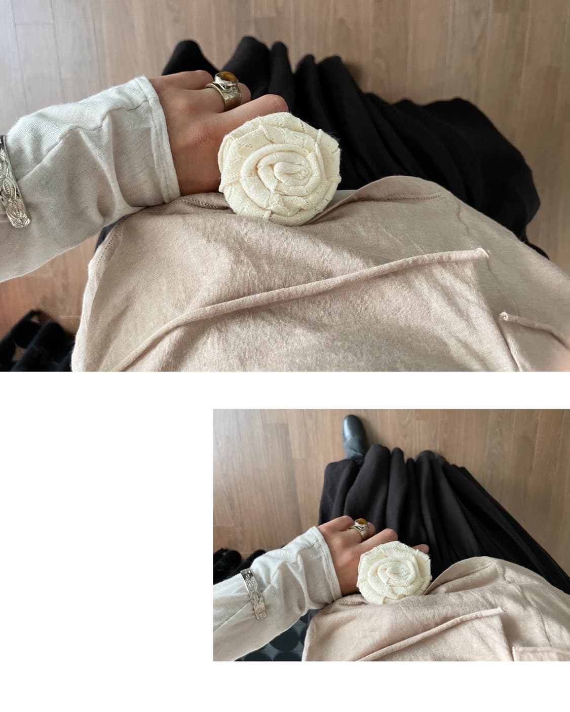 robe short cardigan, rose brooch set 🥀 상품이미지3