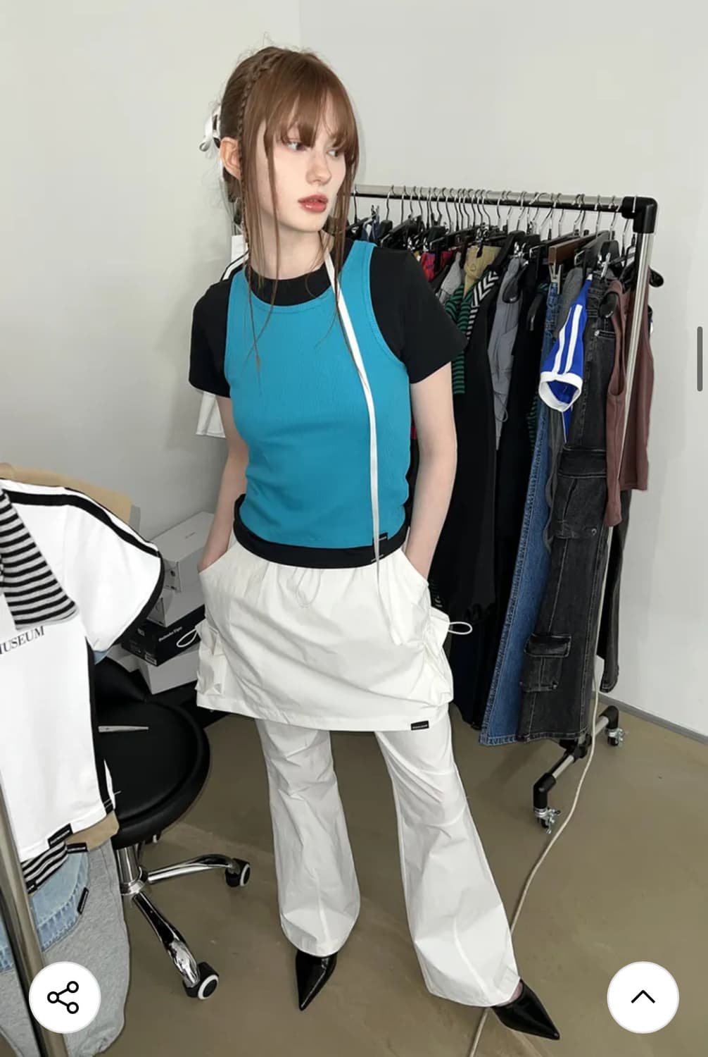 지제뮤지엄 레이어드 스커트 부츠컷 팬츠 상품이미지2