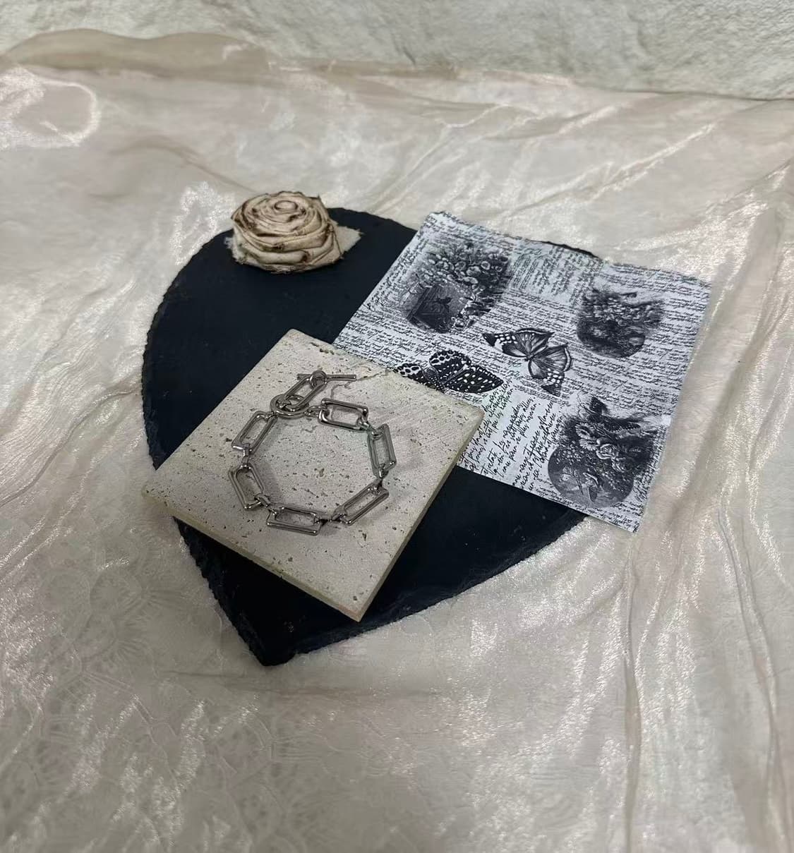 빈티지 스퀘어 링크 OT고리 팔찌 상품이미지1