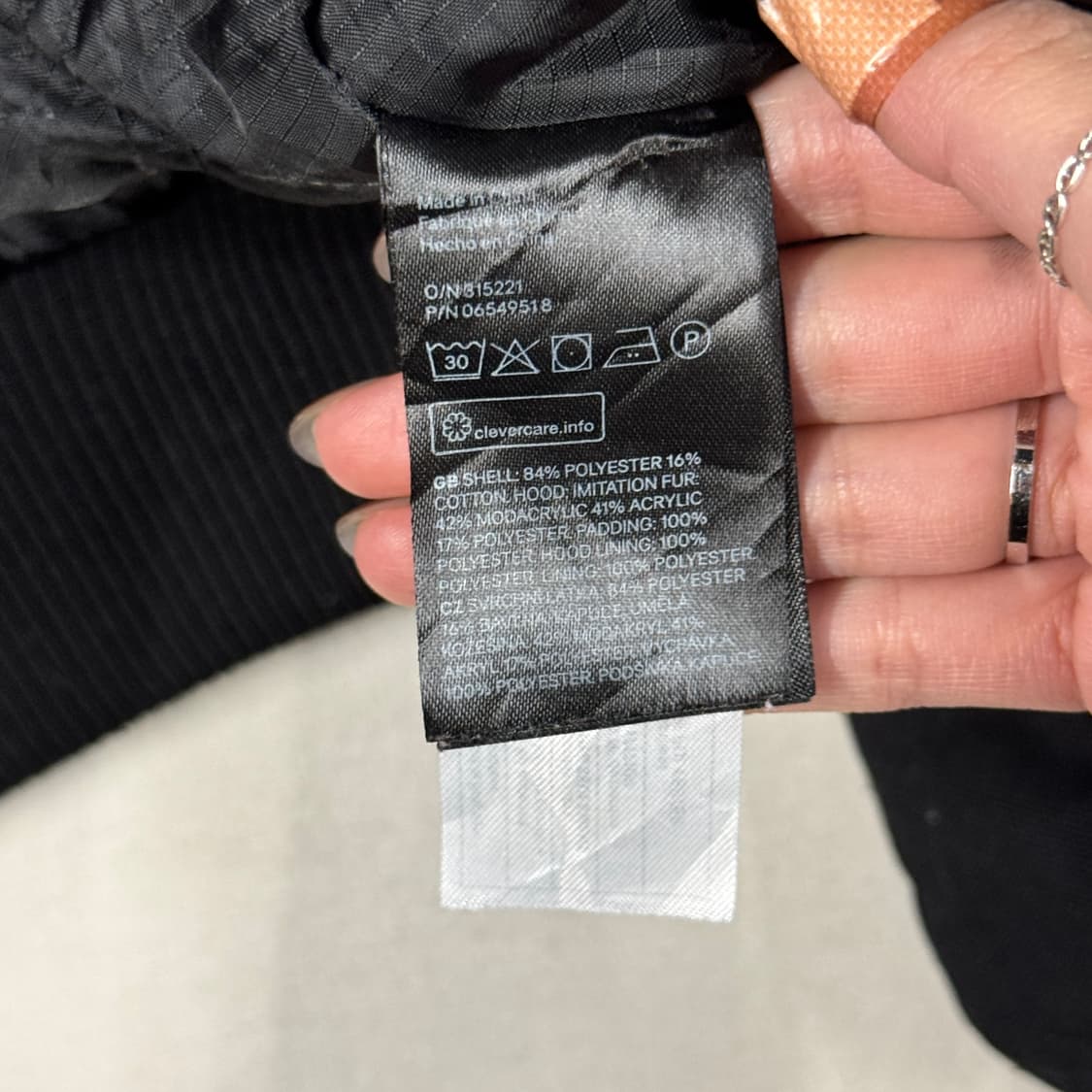 M) H&M 블랙 후드 퍼 패딩 점퍼 상품이미지7