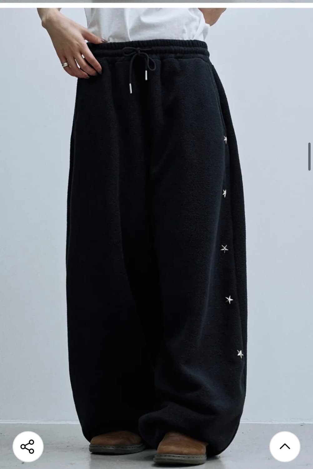 루저스클럽 스타 스터드 와이드 후리스 스웻팬츠 블랙 사이즈2 상품이미지4