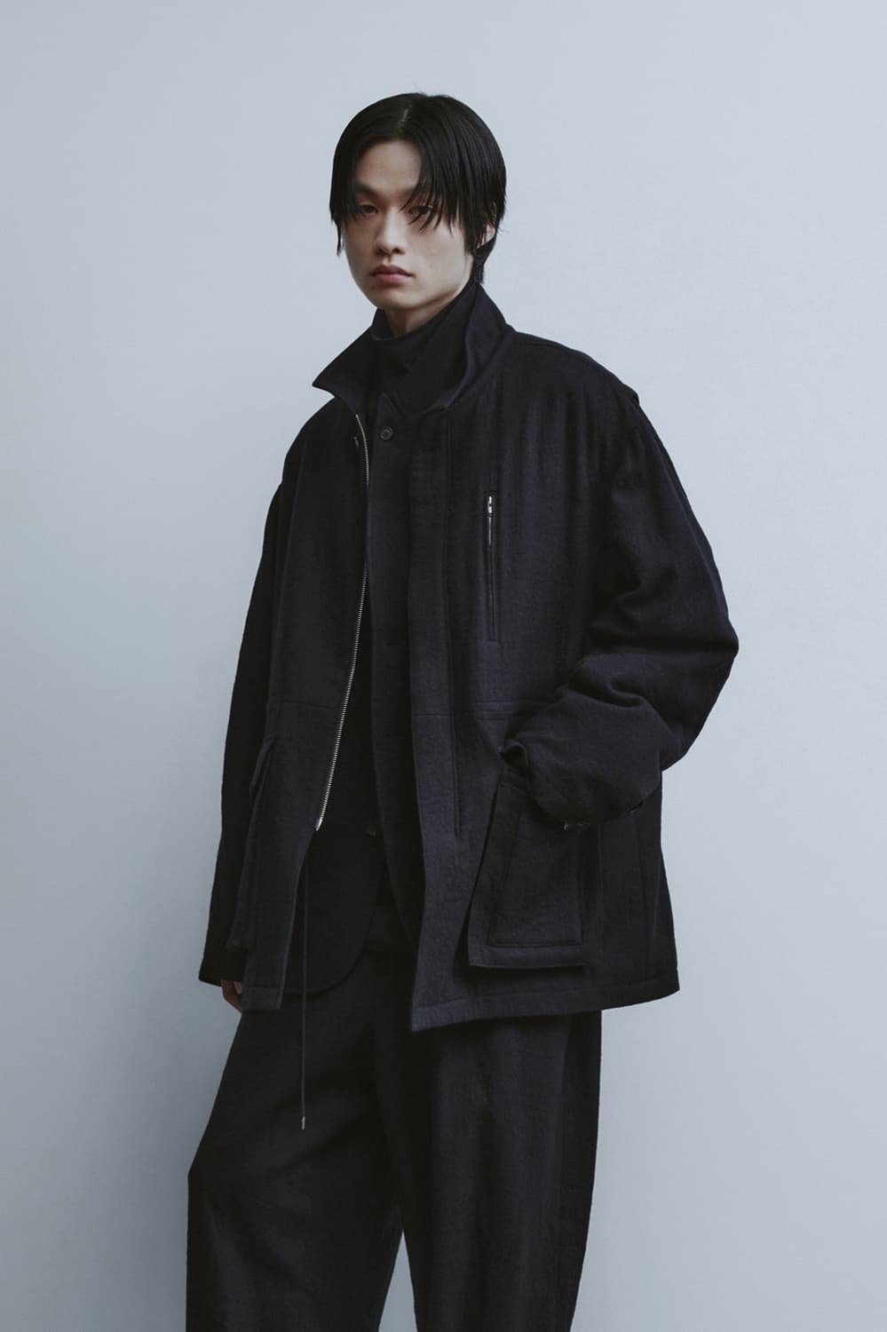 youth 유스 울 코튼 하이넥 하프 코트 블랙 M 상품이미지1