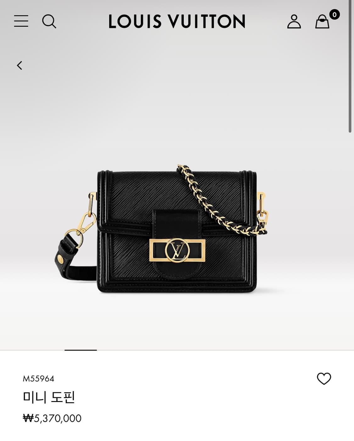 [새상품] 루이비통 에피 에삐 미니도핀 체인 숄더백 블랙 금장 상품이미지10