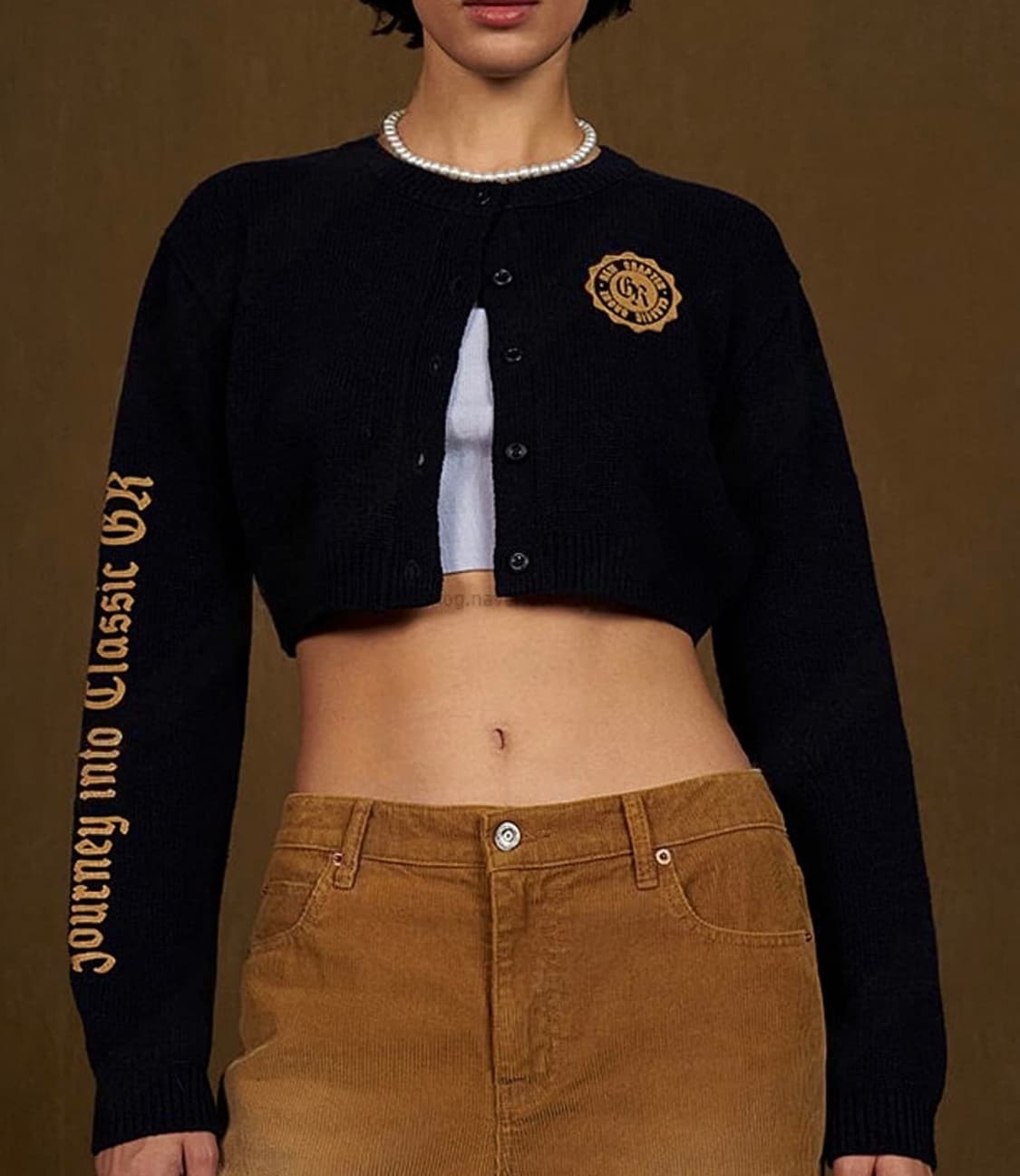 GROVE 그로브 플로스 크롭 가디건 네이비 상품이미지4