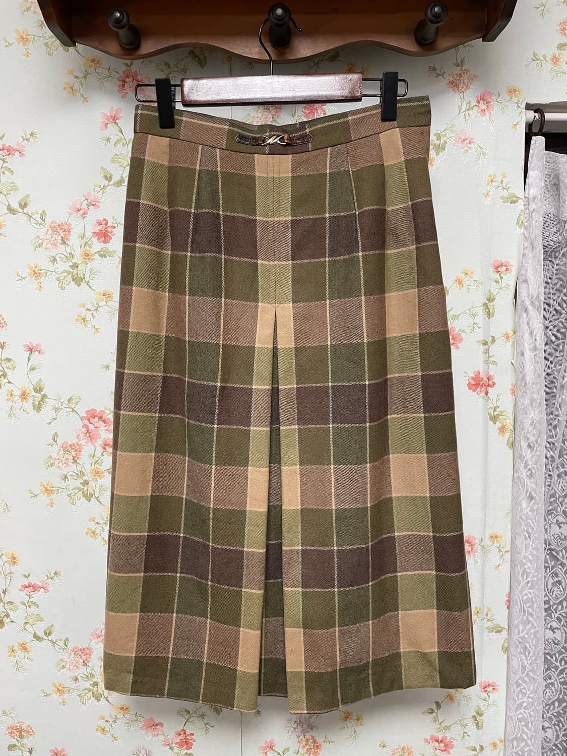 플래드 체크 미디 스커트 상품이미지1