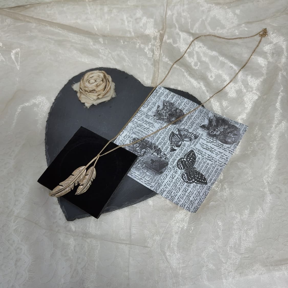 빈티지 황동 잎 쿠바체인 목걸이 상품이미지2