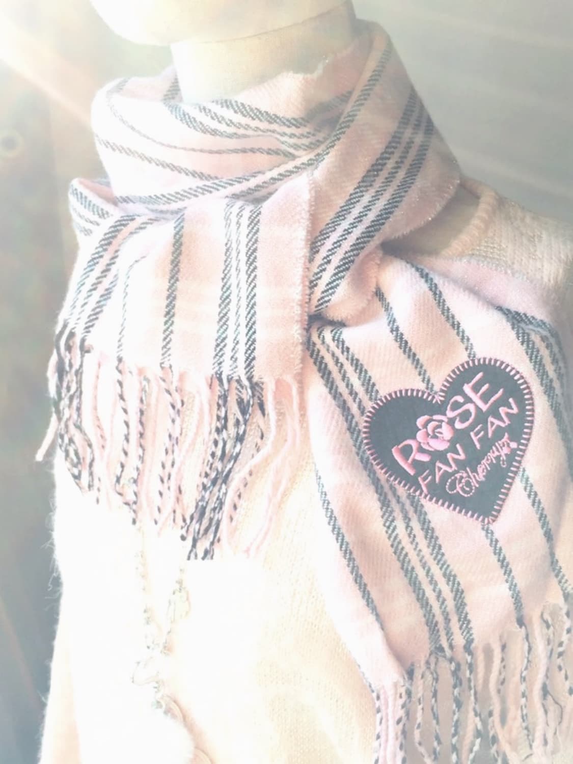 rosefanfan 갸루 베이비핑크 스트라이프 머플러 상품이미지2