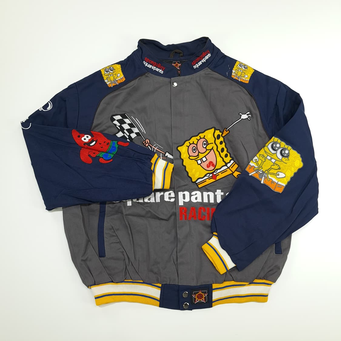 CN663 XL 아메리칸 빈티지 스펀지밥 자수 레이싱 자켓 상품이미지2