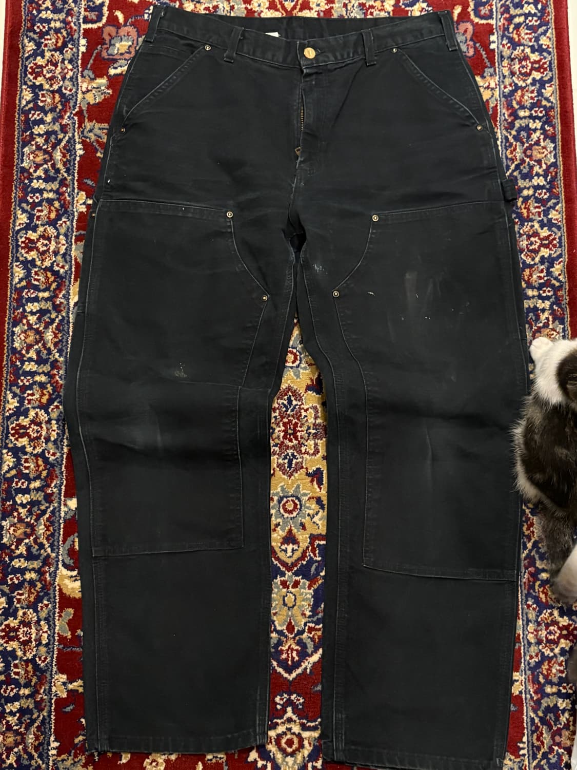 [B01] 빈티지 칼하트 더블니 블랙 썩블니 덩가리핏 34x30 상품이미지1