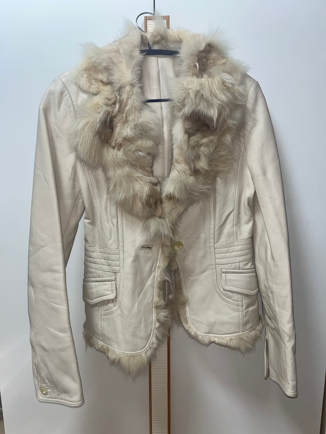 핑크베이지 퍼 양가죽자켓 갸루 상품이미지1