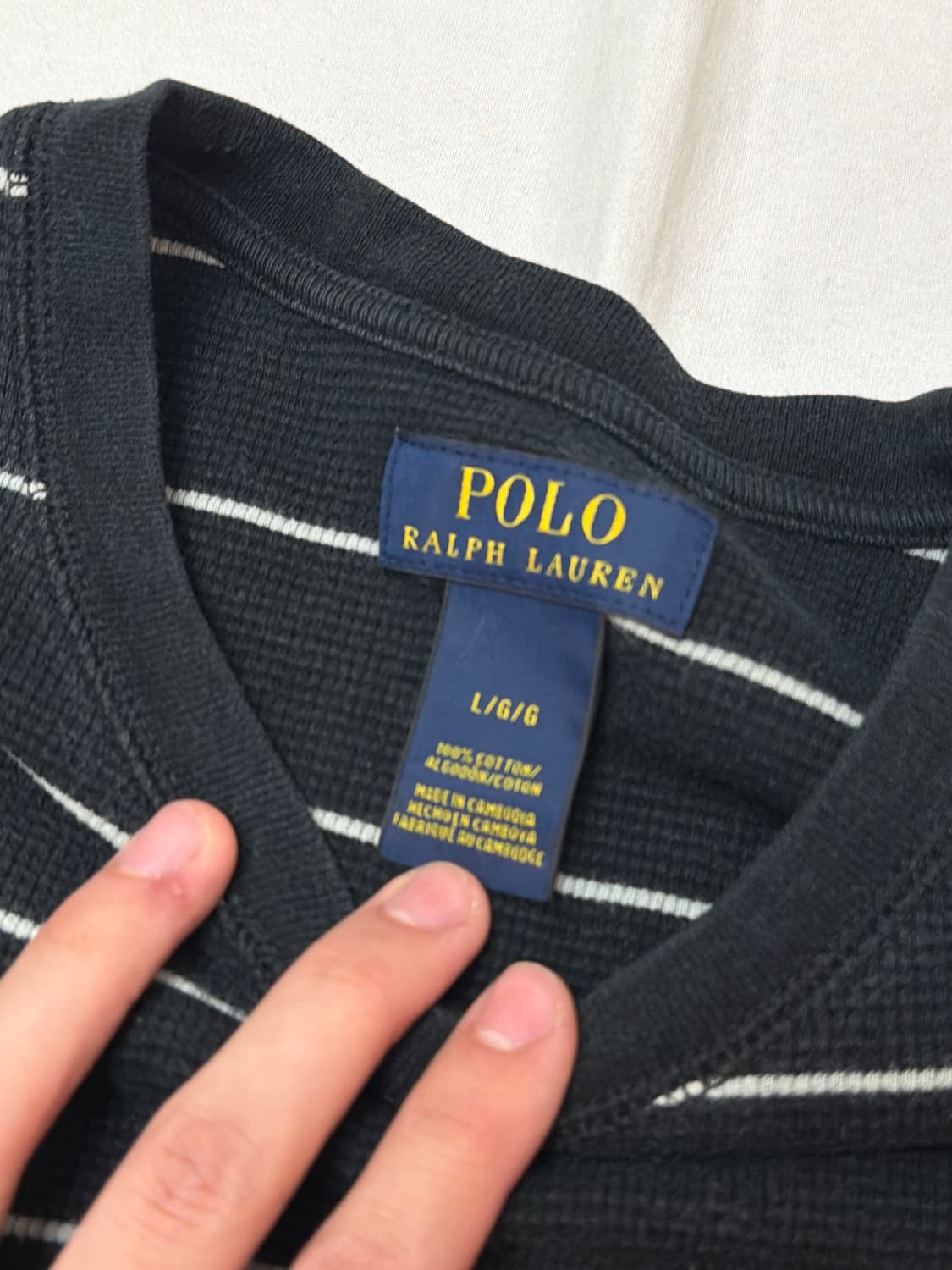 희귀) 폴로 랄프로렌 스트라이프 와플 써멀 롱슬리브 블랙 상품이미지3