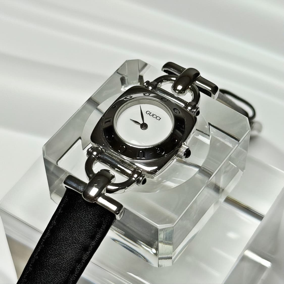 80's90's 빈티지 구찌 홀스빗 실버 화이트 워치 상품이미지4