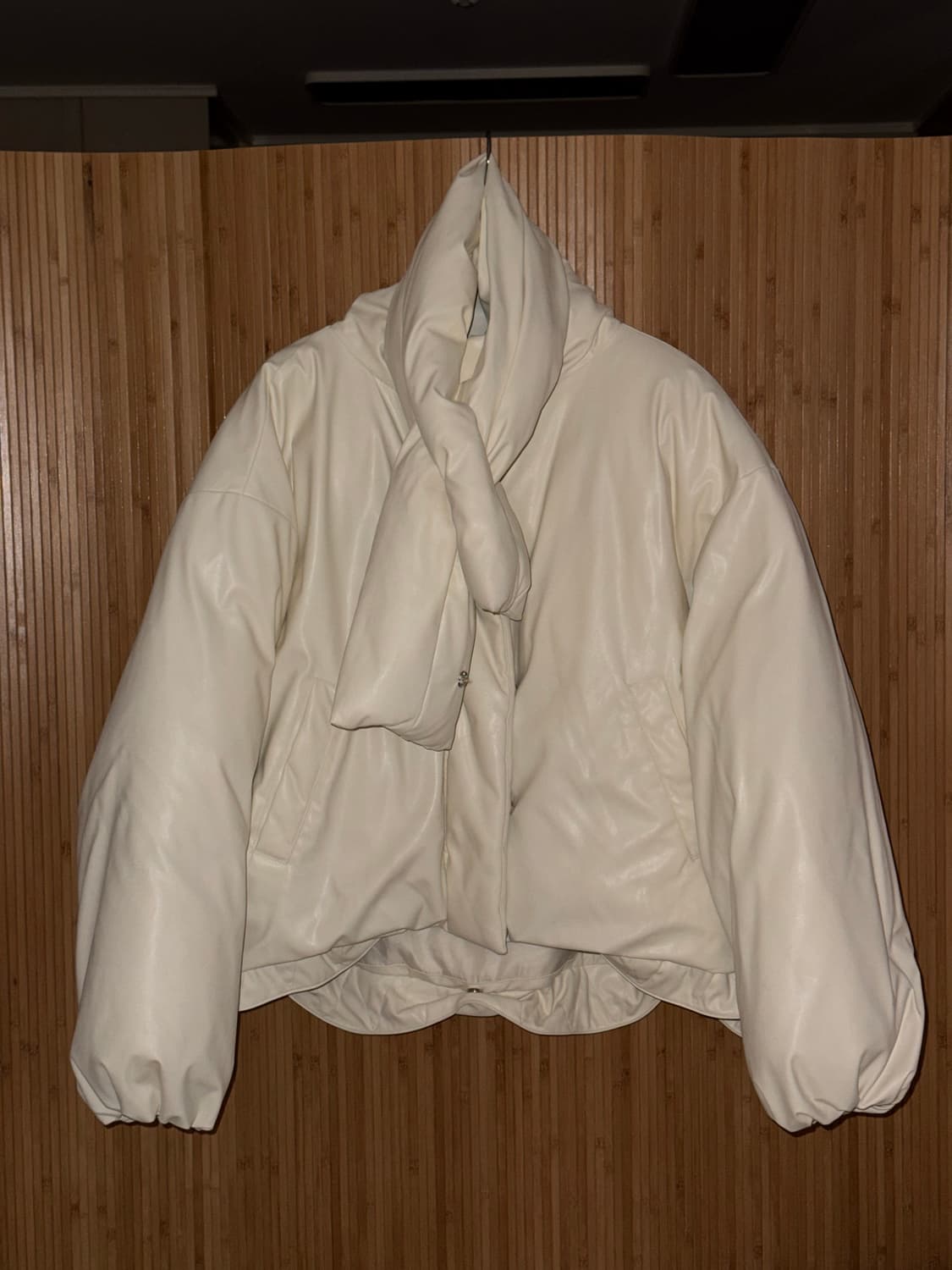 로우타이드 레더 다운 패딩 자켓 아이보리 M 상품이미지1