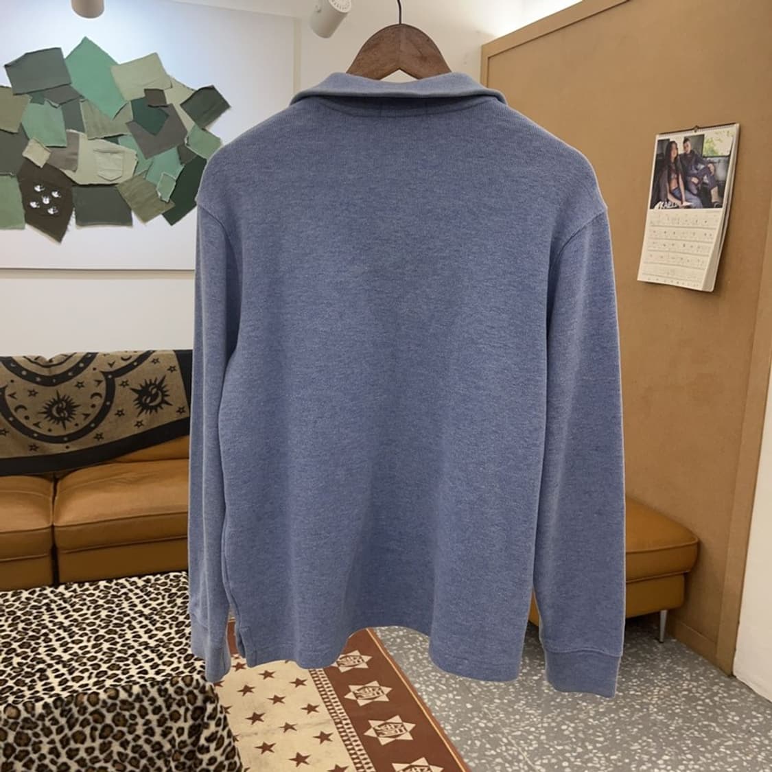 폴로 랄프로렌 빈티지 스모크 블루 반집업 카라 니트 M C09551 상품이미지4