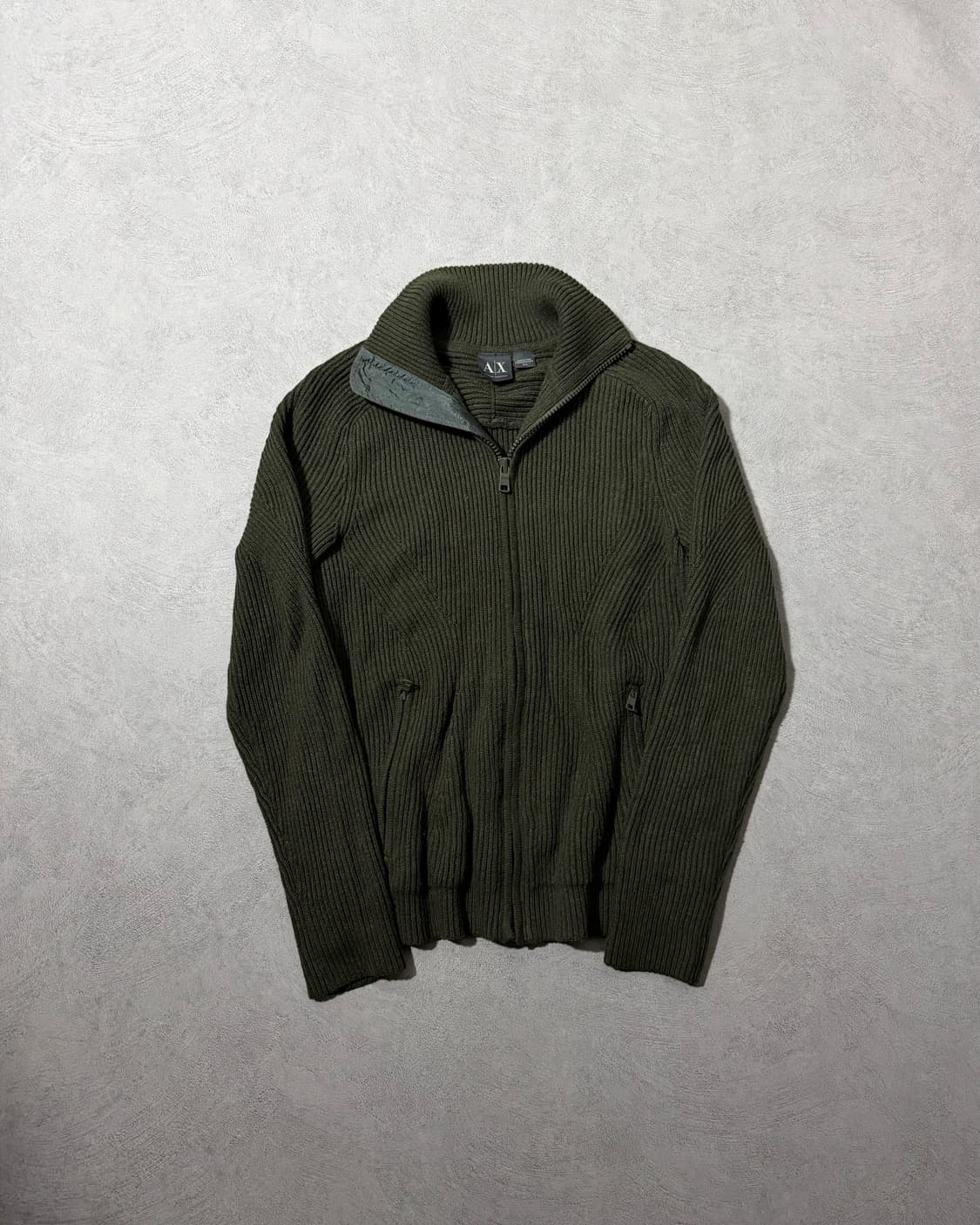 아르마니 익스체인지 코튼 니트집업 올리브 상품이미지1