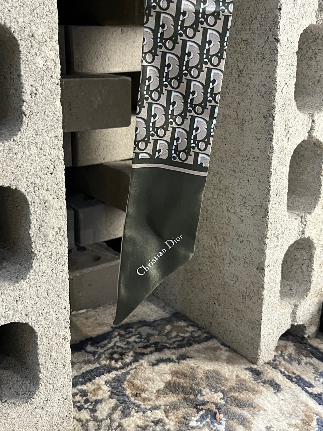 디올 오블리크 미차 스카프 그린 베이지 상품이미지7