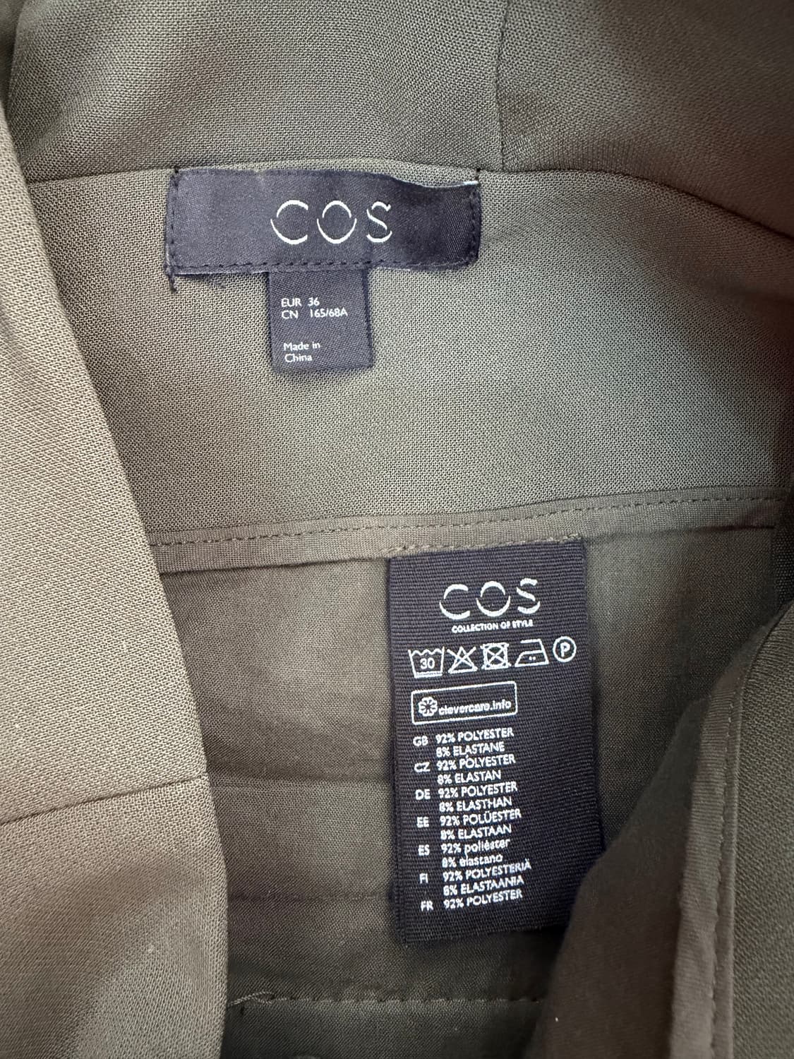 정품) COS 코스 여성 다크 올리브 와이드 슬랙스 팬츠 36(26) 상품이미지5