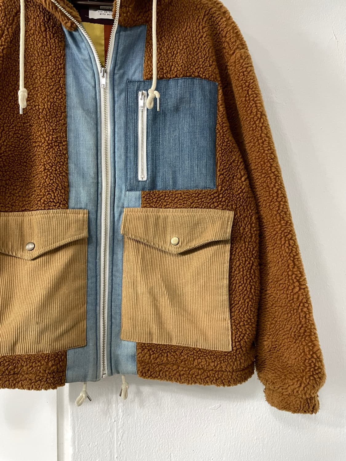 콰이어티스트 브라운 보아 플리스 데님 코듀로이 후드집업 상품이미지4