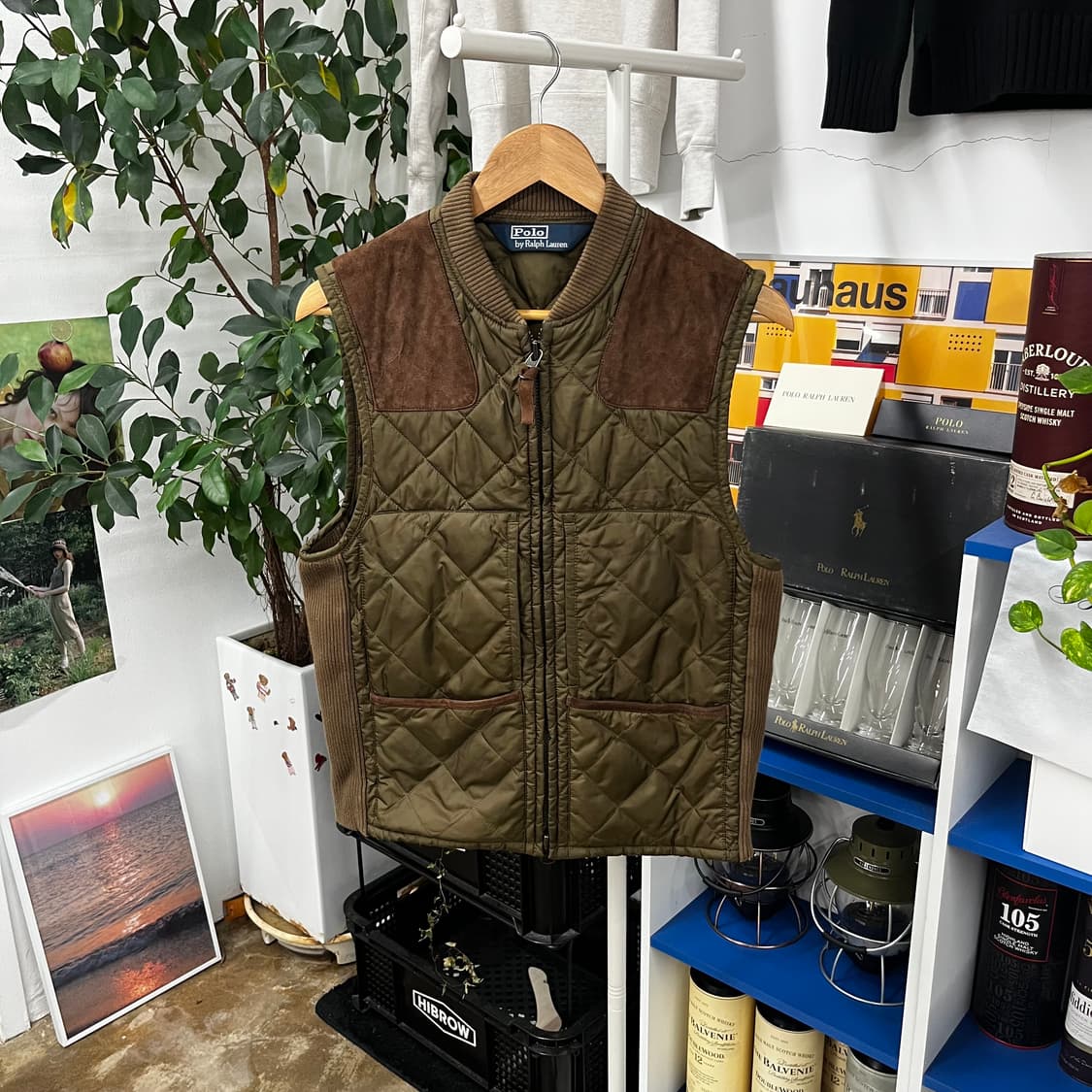 폴로랄프로렌 스웨이드 패치 퀼팅 베스트 M 상품이미지1