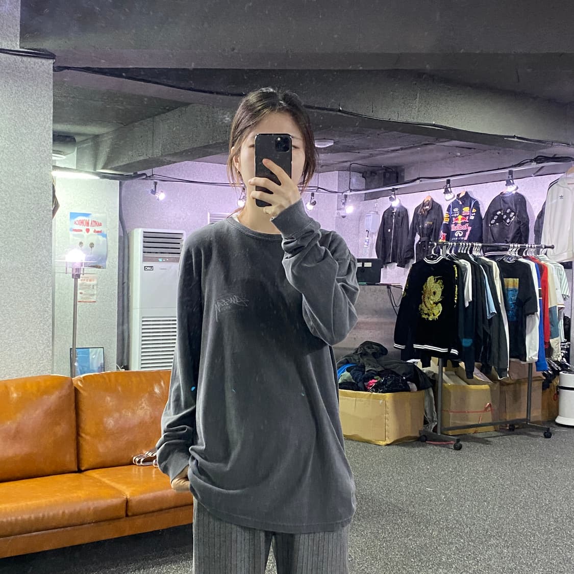 스투시 디자인 그레이 롱슬리브 B2256 상품이미지1