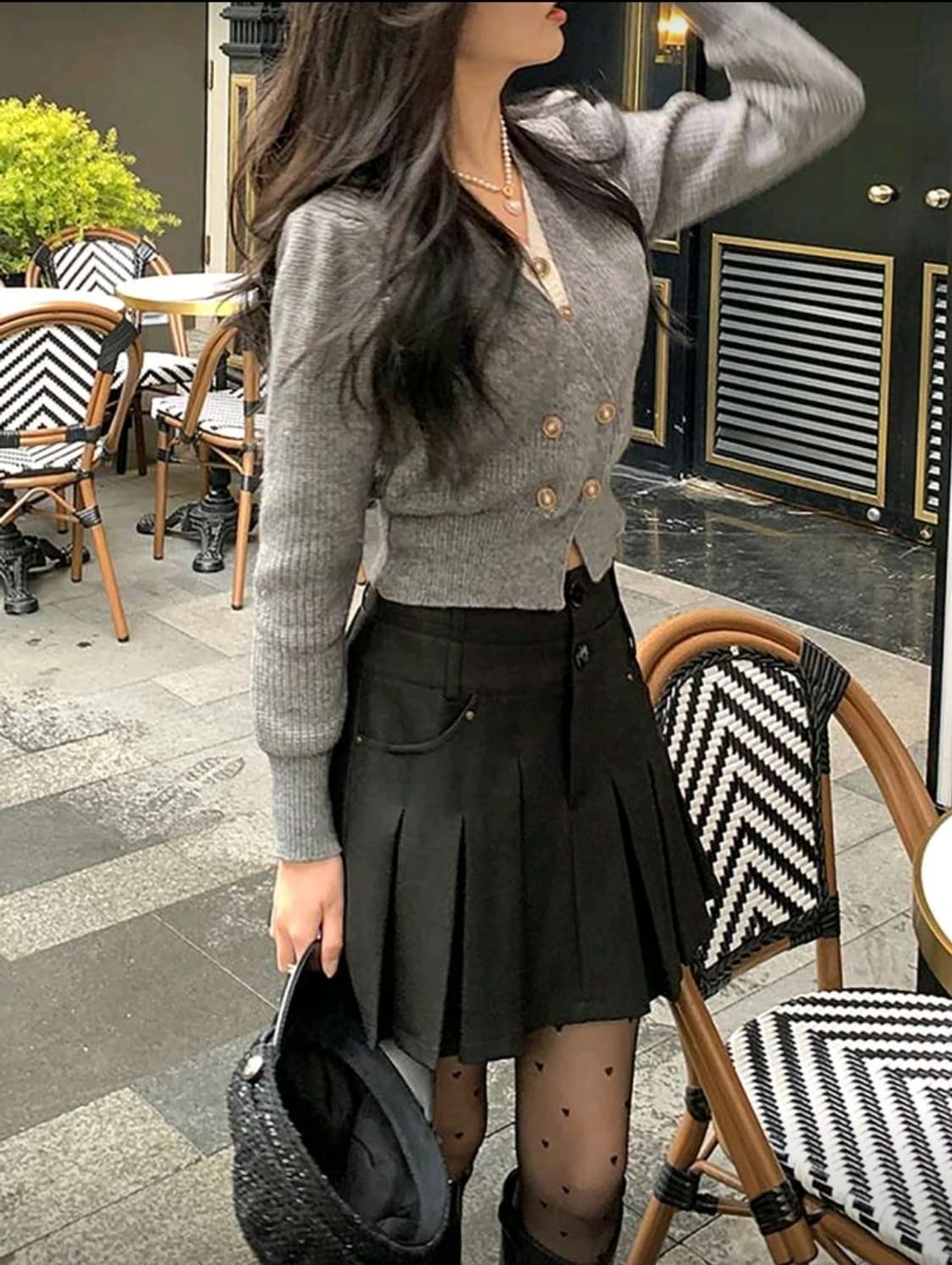 두줄 단추 가디건 1번 입은것! 상품이미지2