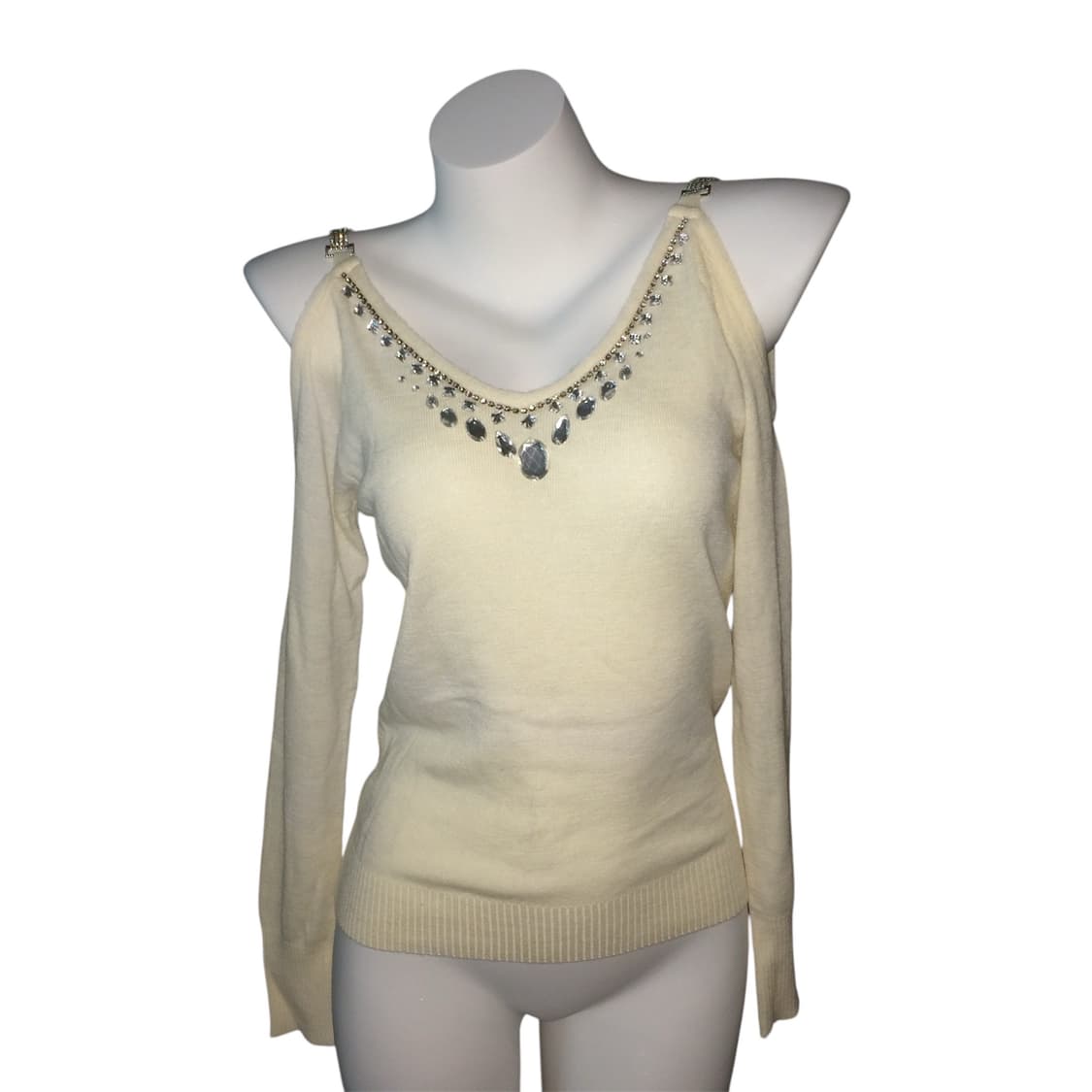 세실맥비 오프 숄더 큐빅 스톤 체인 오프 숄더 니트 갸루 y2k 상품이미지2