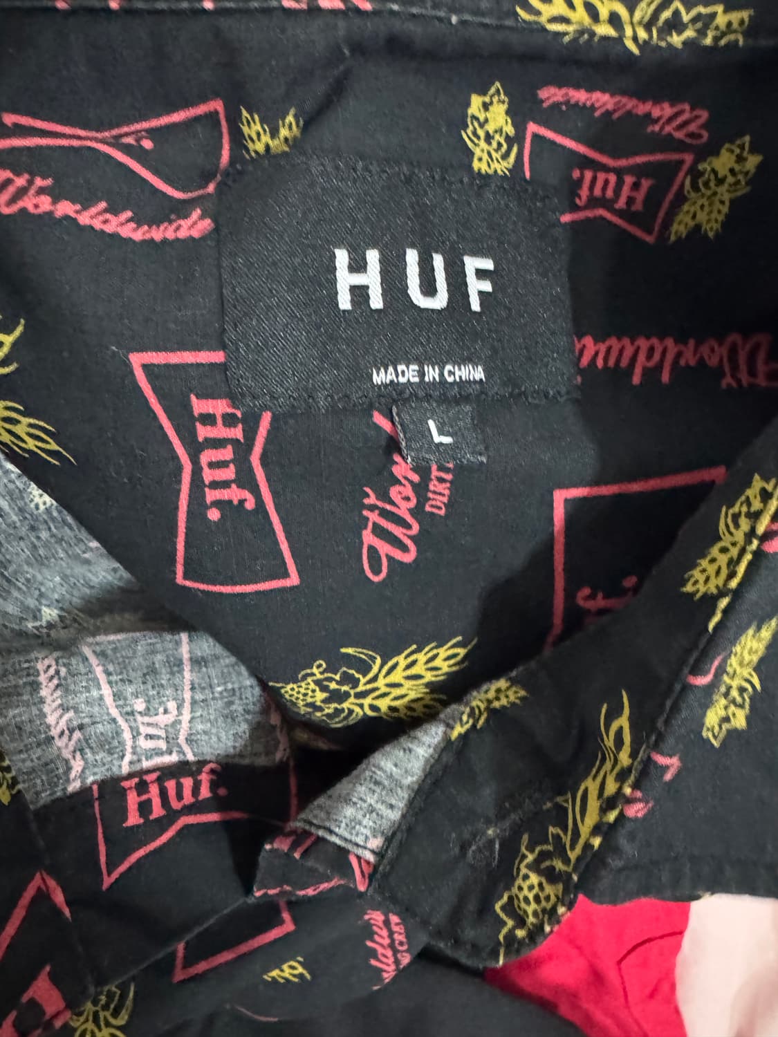 허프 HUF x 버드와이저 월드와이드 반팔 셔츠 반바지 셋업 L 상품이미지5