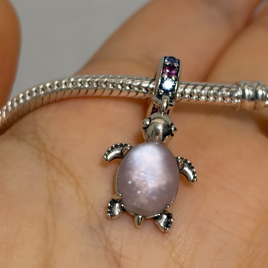 판도라 무라노 글래스 씨 터틀 댕글 참 스털링 실버 핑크 상품이미지1