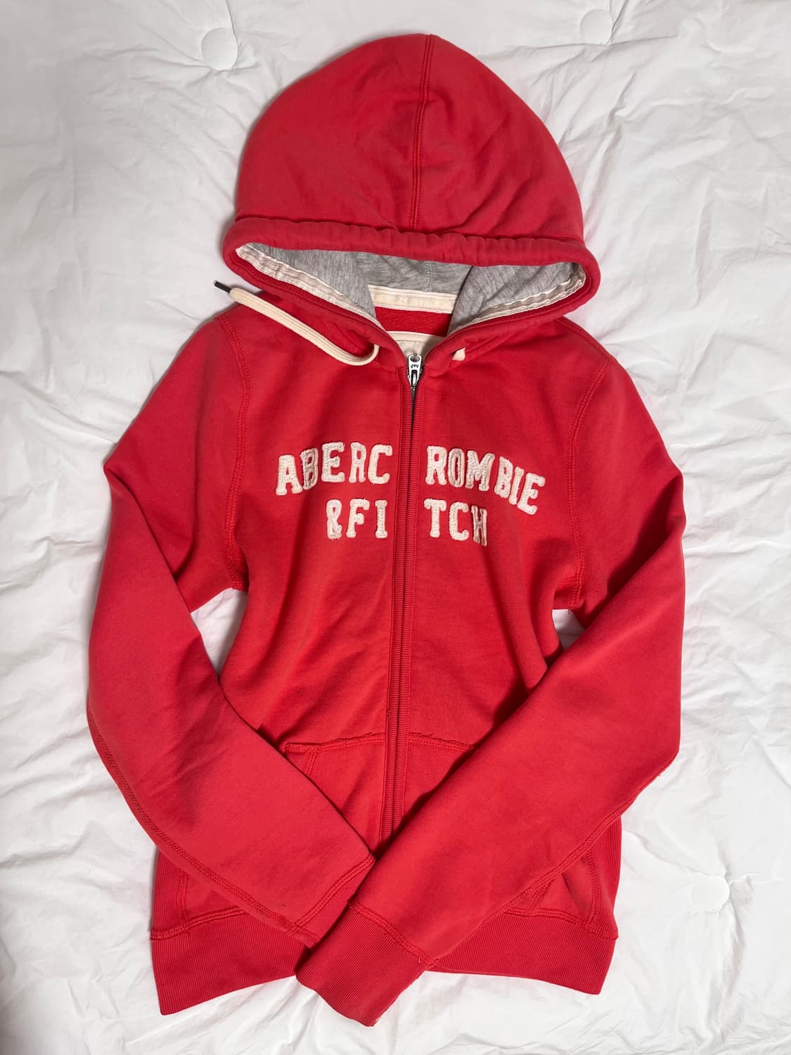 아베크롬비 y2k 딱붙핏 슬림 코랄 후드집업 후집 상품이미지1