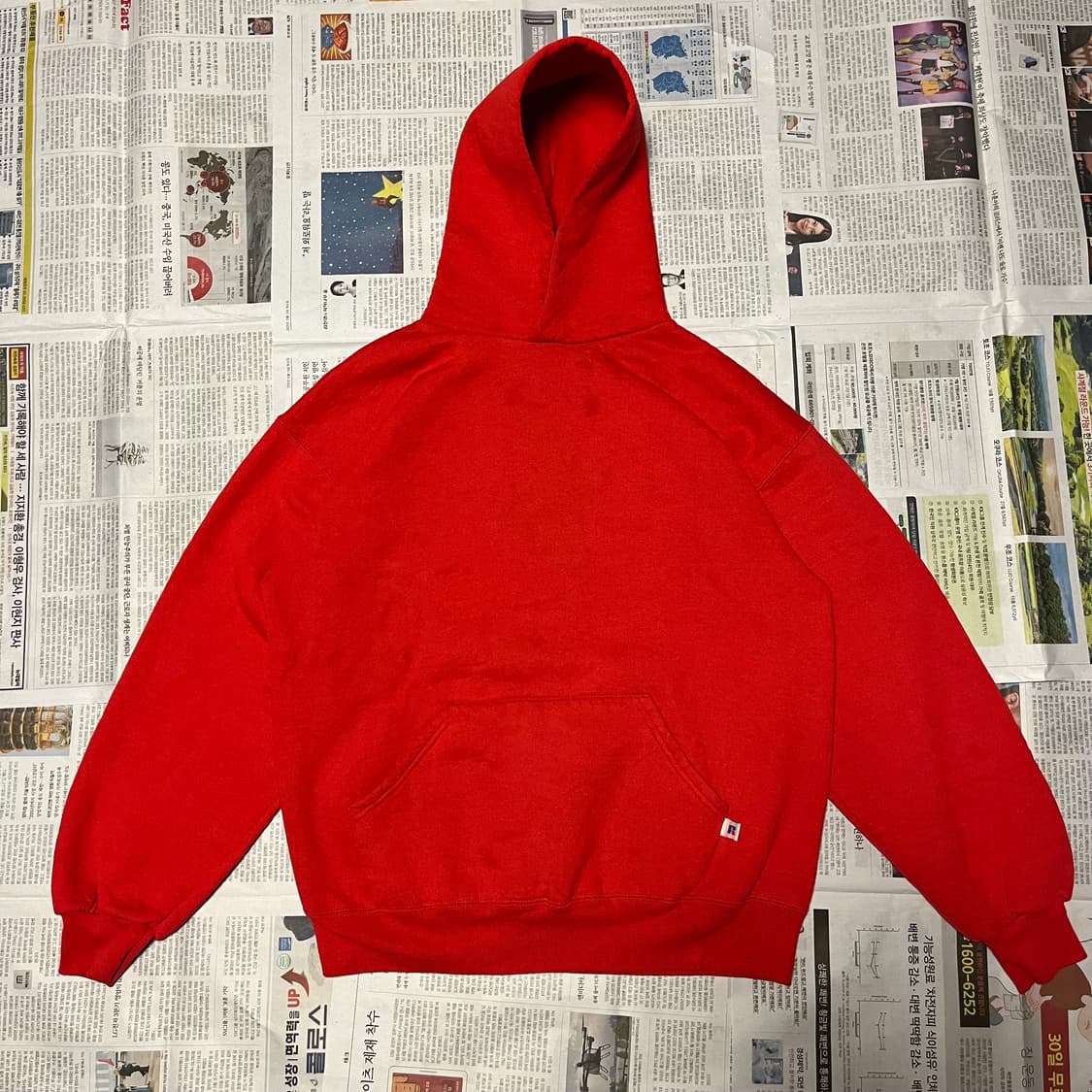 [L] 90s USA 빈티지 러셀 후드 레드 상품이미지1