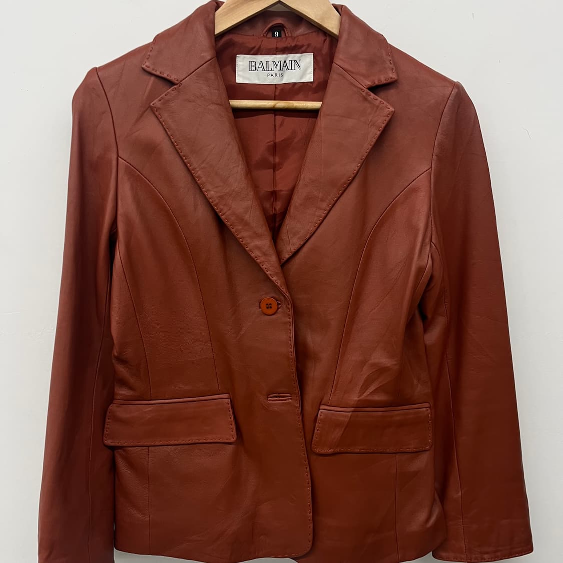 발망 버건디 가죽 자켓 여m 상품이미지2