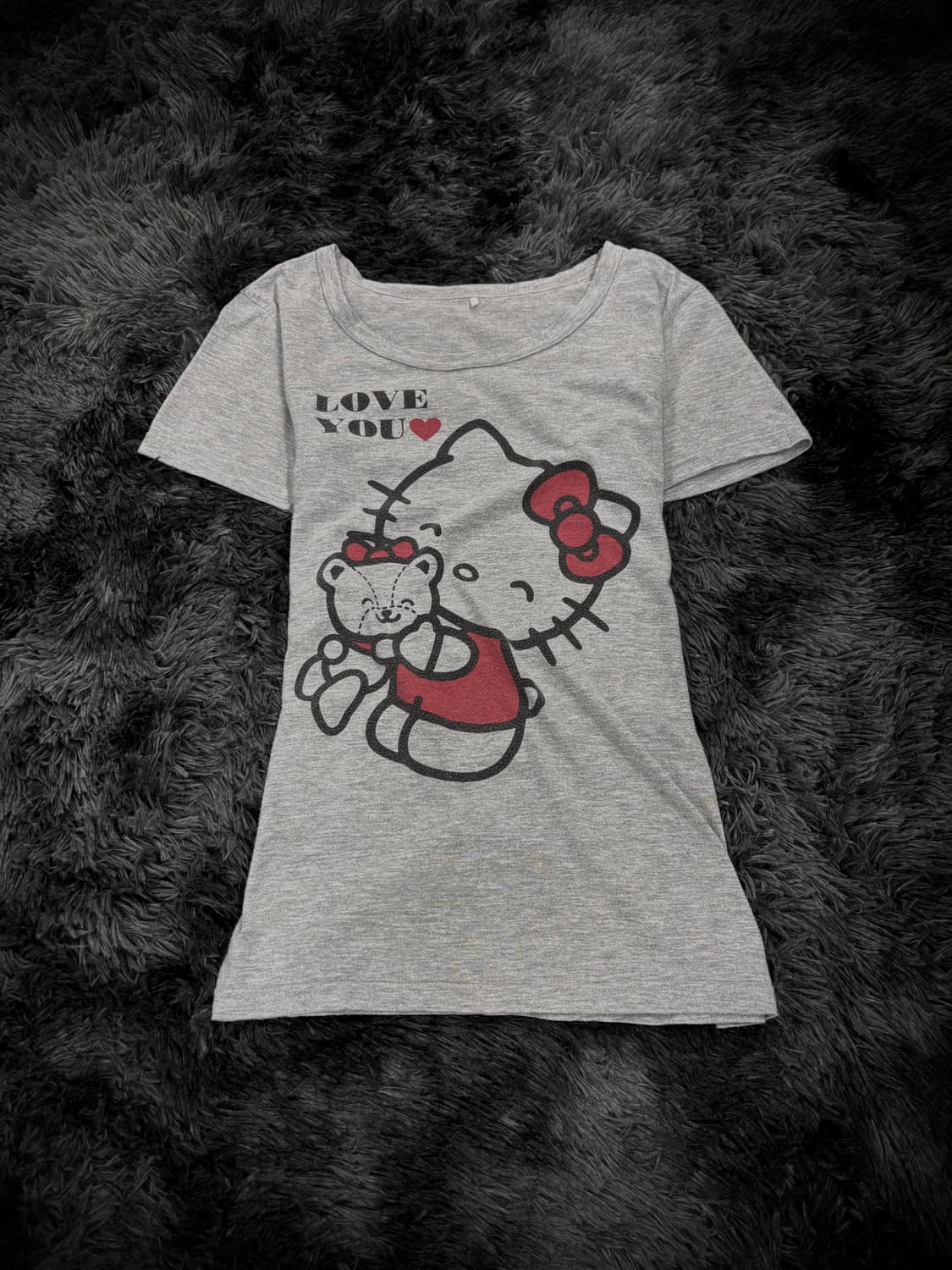 헬로키티 프린팅 그레이 반팔 티셔츠 상품이미지1