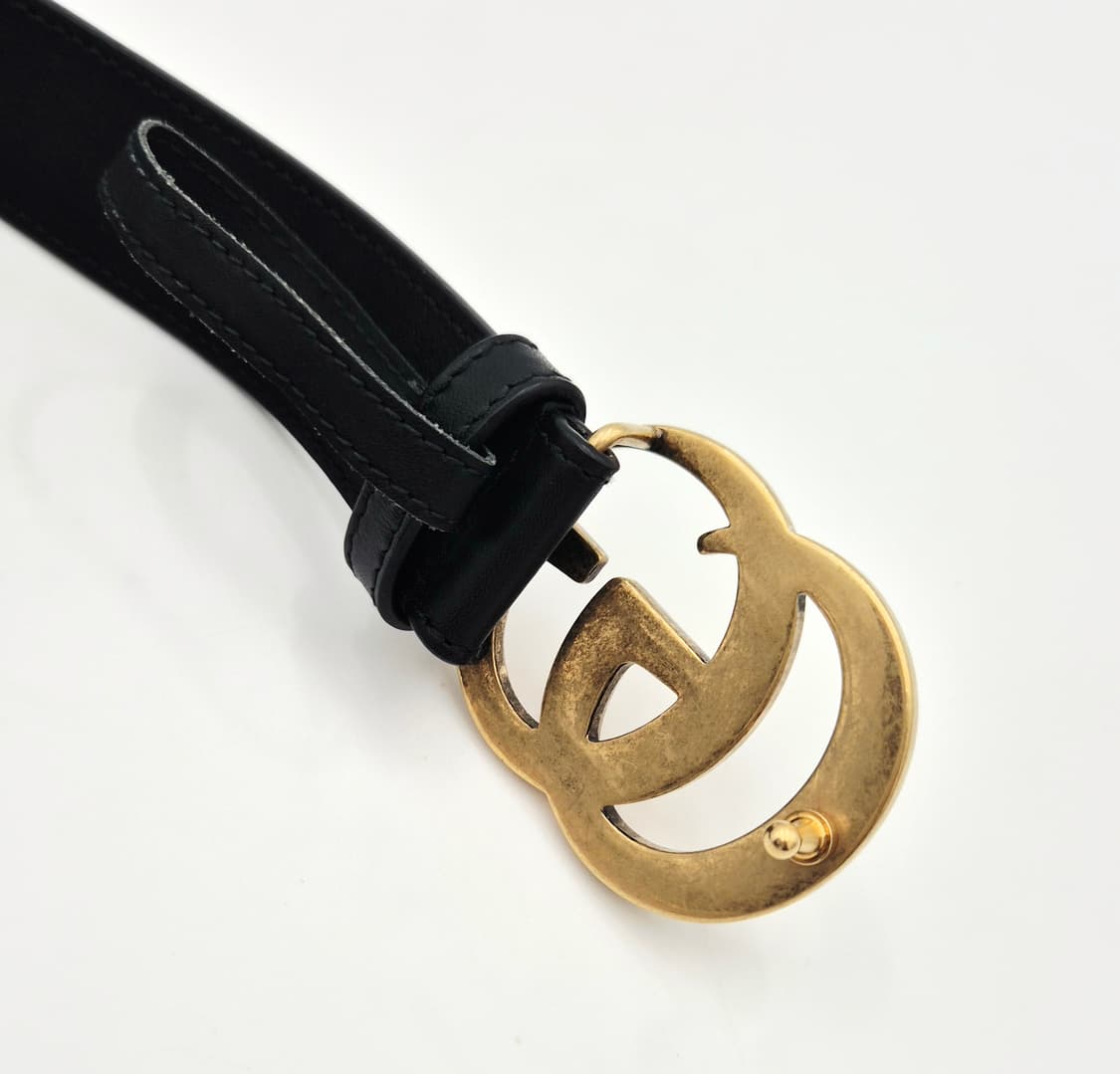 구찌 GG 마몽 블랙 레더 벨트 금장 414516 상품이미지6