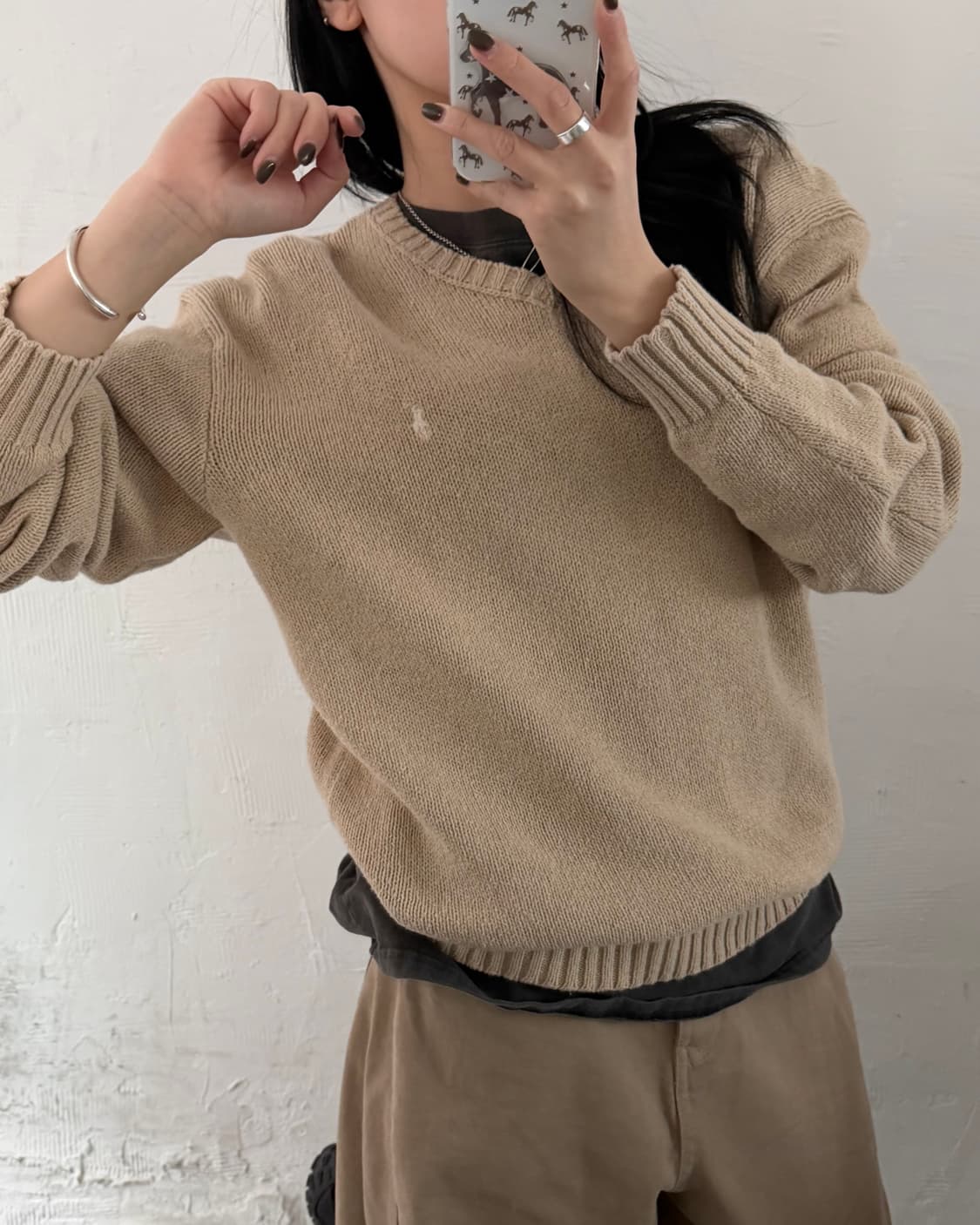 Polo 폴로 랄프로렌 베이지컬러 브이넥 코튼 니트 상품이미지1