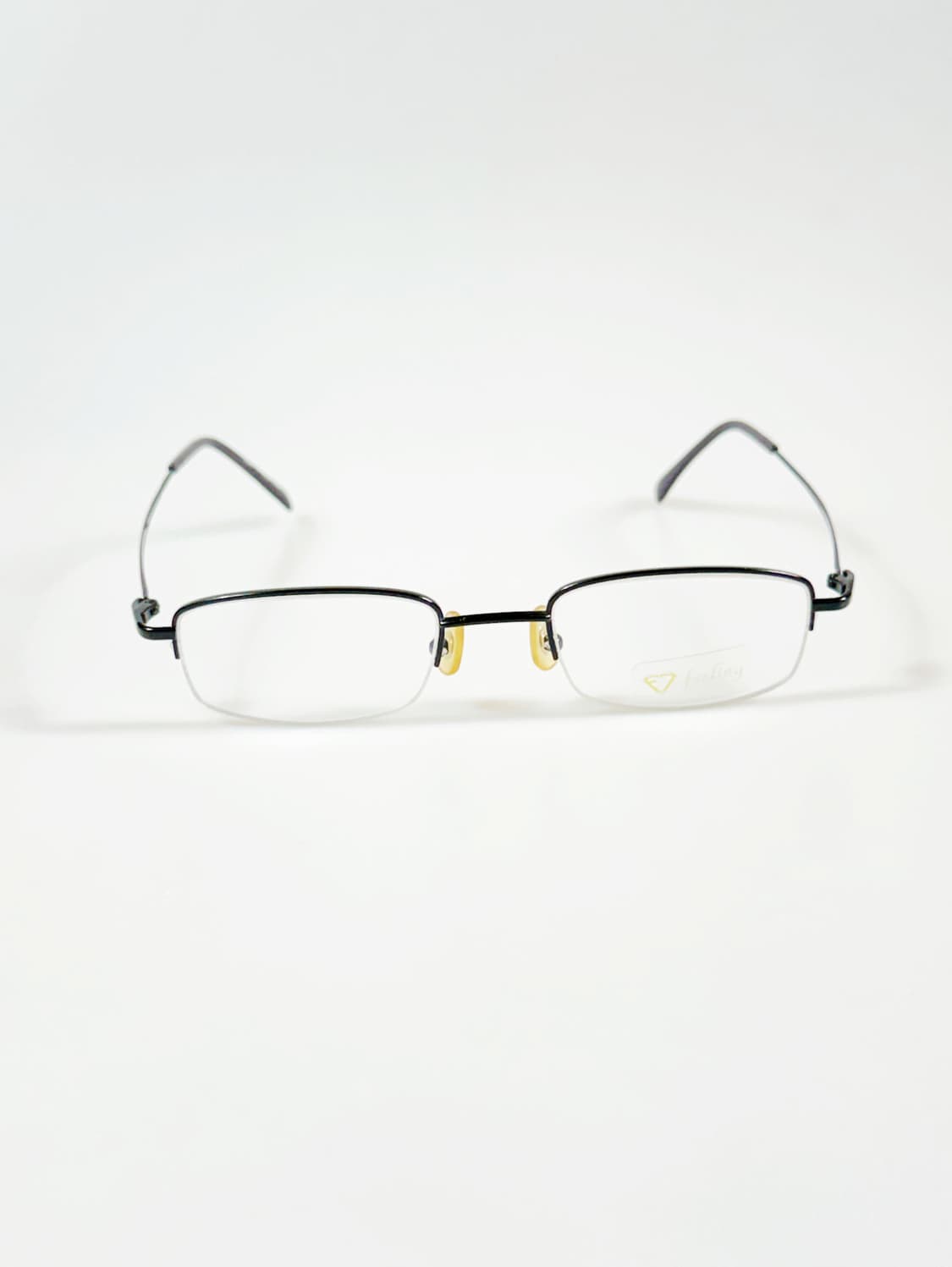 FEELING EYEWEAR 블랙 반무테 스퀘어 메탈 빈티지 안경 상품이미지2