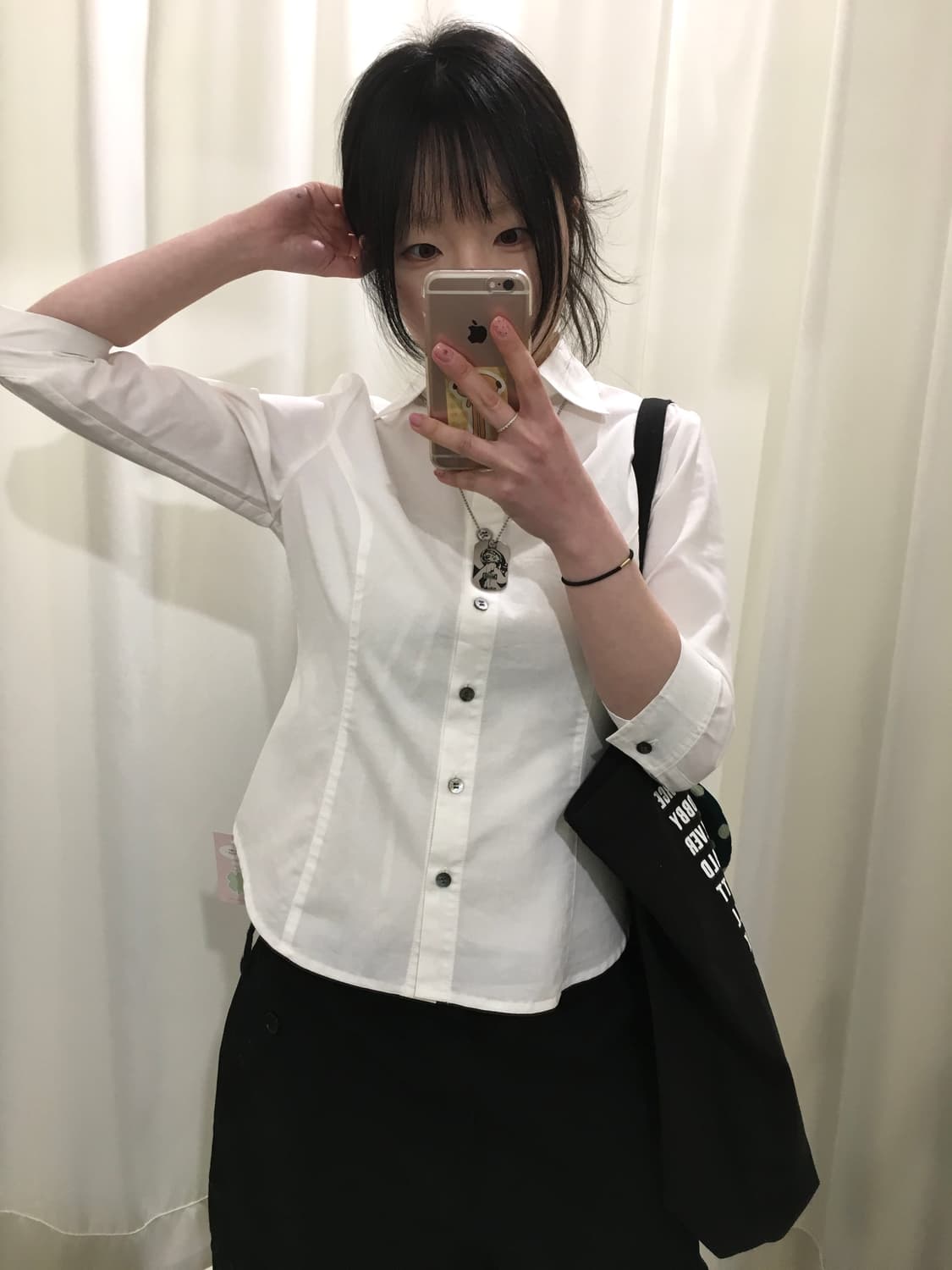 y2k 화이트 슬림 셔츠 상품이미지3