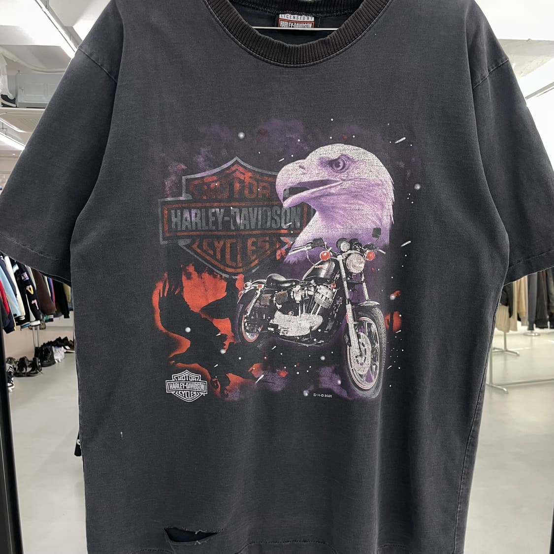할리데이비슨 00s 하드페이딩 싱글스티치 이글 바이크 빈티지 반팔 티셔츠 상품이미지3