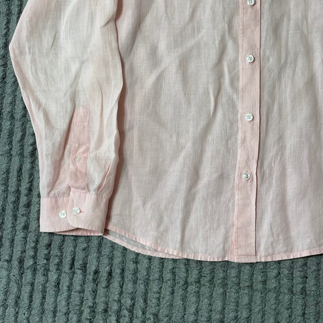 라코스테 파스텔 핑크 린넨 셔츠 상품이미지3