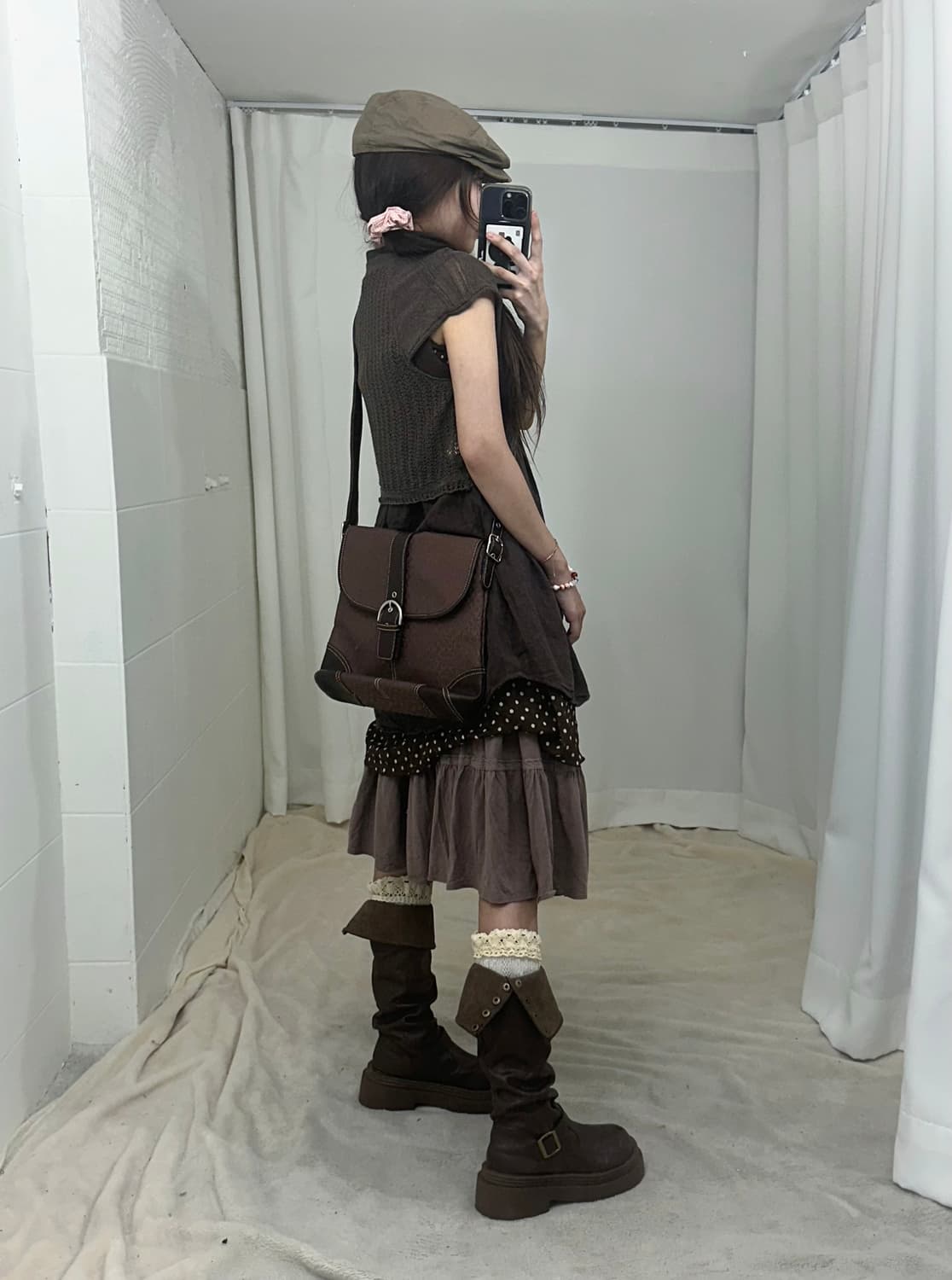 모카무스 브라운 도트 하구미 모리 코디세트 상품이미지3