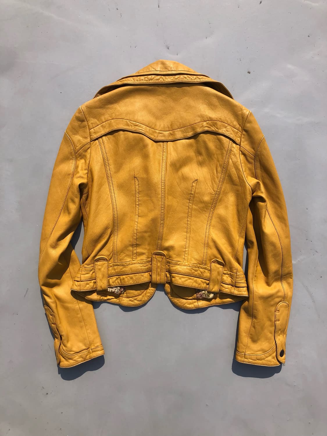 yellow vintage flower leather jk 상품이미지3