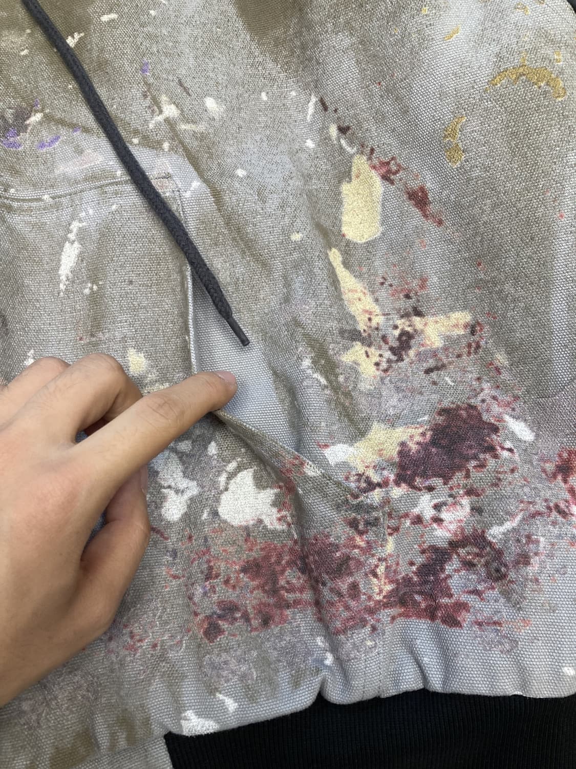 praying 페인트 프린트 캔버스 후디 자켓 상품이미지5